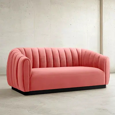 3 seater pink tufted comfortable sofa