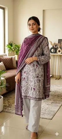 Stylish Floral Print Outfit with Dupatta