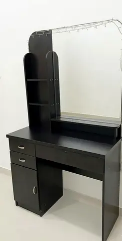 Modern Black Vanity Table with Mirror