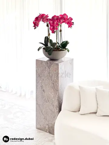 GREY MARBLE PEDESTAL or plinth or console table or display table or showcase or accent piece