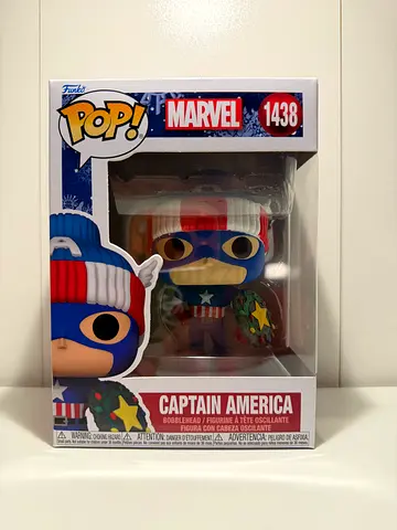 Funko Pop! Marvel Captain America #1438 Holiday Christmas Edition – Festive Bobble-Head (Excellent C