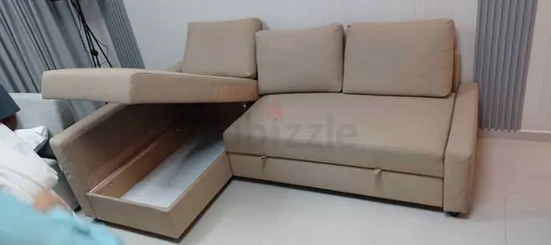 Beige Fabric Sofa bed with Storage