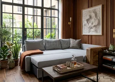 Elegant and practical sofa bed with a smooth