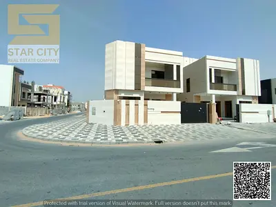 Corner luxury villa for sale in Al Bahya, Ajman, featuring a modern design and spacious layout—perfect for family living or investment.