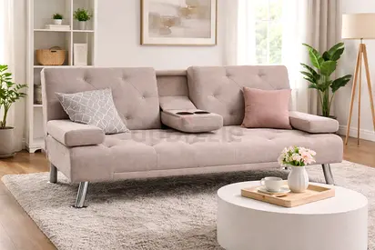 Modern Brown Convertible Sofa Bed – 3 Seater Sofa Cum Bed for Living Room