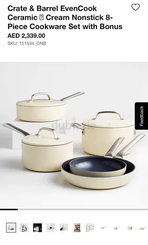 Crate  Barrel EvenCook Ceramic ™ Cream Nonstick 8-Piece Cookware Set