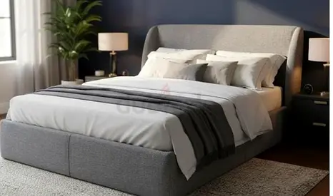 Modern Grey Upholstered King Bed