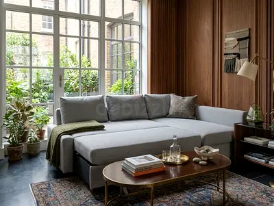 This modern sofa bed has a stylish and comfortable design