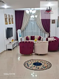 Sharjah, Al Taawun area: Two-bedroom apartment with living room, kitchen, and two bathrooms. Super d
