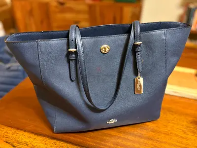 Coach Dark Blue Crossgrain Leather Tote