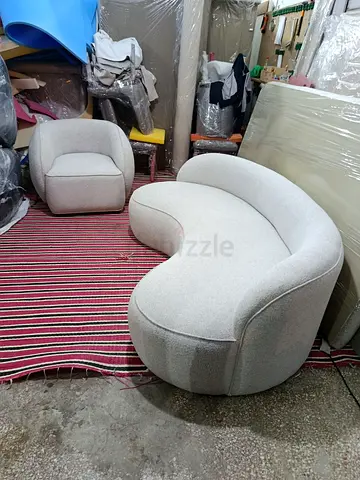 Contemporary Curved Sofa and Chair Set