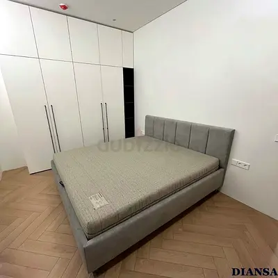 Modern Grey Bed with Wardrobe