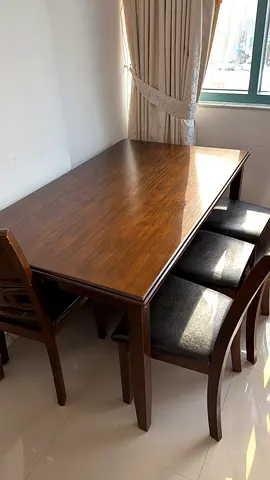 Solid Wooden Dining Table with Chairs from home box