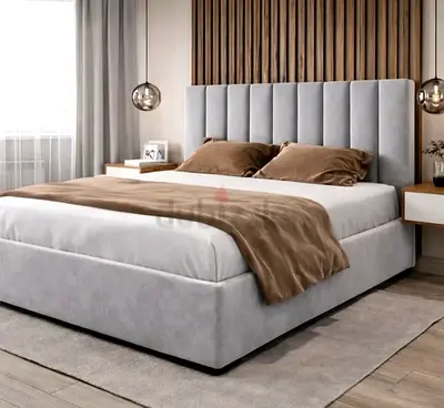 Brend New fabric wooden King size 180x200 Bed with Madical Matress Available