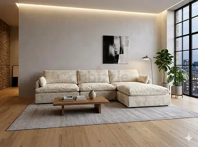 Home center feather 🪶 filled modular sofa with ottoman
