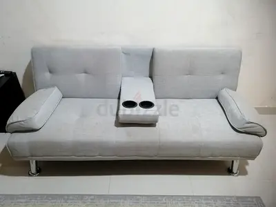 3-Seater Sofa Bed with Cup Holders