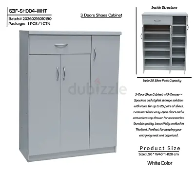 3-Door Shoes Cabinet - Space-Saving Storage Solution