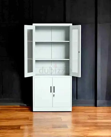 Modern White Cabinet with Glass Doors
