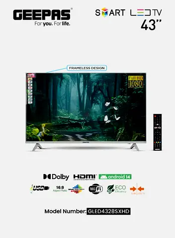 Geepas 43 Smart LED TV - Full HD 1080p
