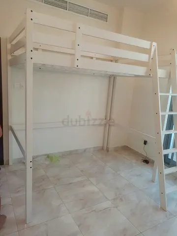 White Wooden Loft Bed for Kids