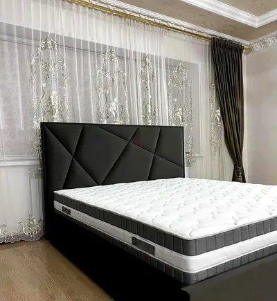 Elegant Bed with Stylish Headboard king size velvet fabric
