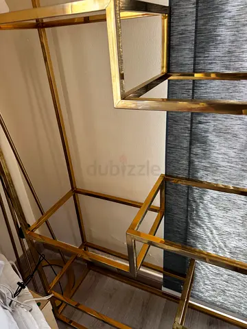 Gold metal Shelves unit gold toned metal