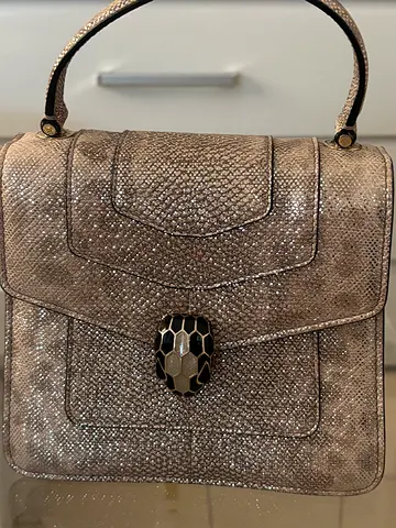 — BVLGARI Serpenti Forever Top Handle Bag,light gold ,authentic
