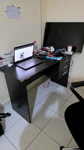 Office Desk with Storage and Seating Area