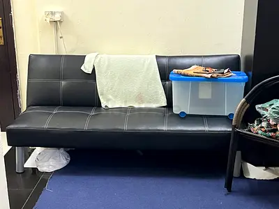 Black Sofa Bed for Sale (centre leg broken but still working perfectly)