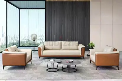 Luxury PU Leather Office Sofa Set – Modern Executive Reception Sofa (3+1+1 Seater)