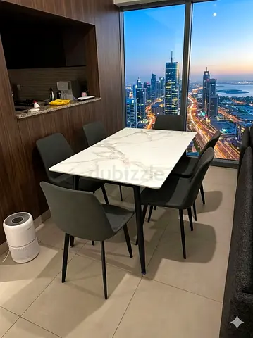 Modern Marble Dining Table Set with 6 Chairs