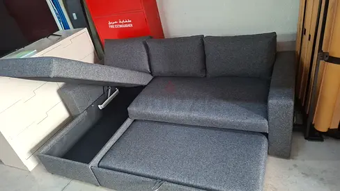 Grey L-Shape Sofa Bed with Storage. Very Comfortable and Space Saving