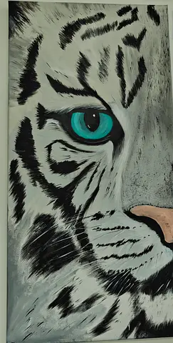 White tiger acrylic painting
