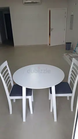 Modern Round Dining Table with Two Chairs