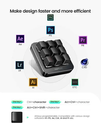 Vaydeer 9-key Smart Keypad 9 Fully Programmable Keys ( Fix Price )