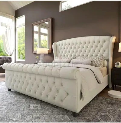 Elegant King Size Bed with Stylish Headboard