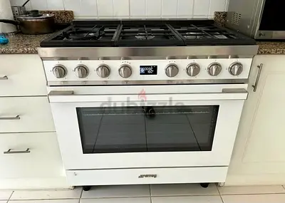 Latest Model Smeg Top 6 Burner Gas Down Oven Electric Cooker Range Size 90cm