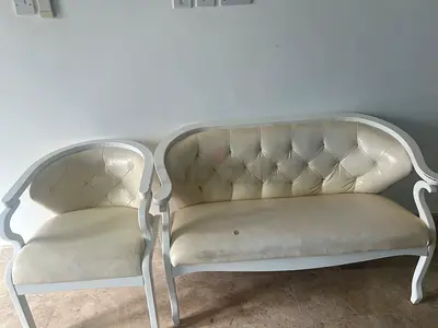 Stylish White Upholstered Sofa Set