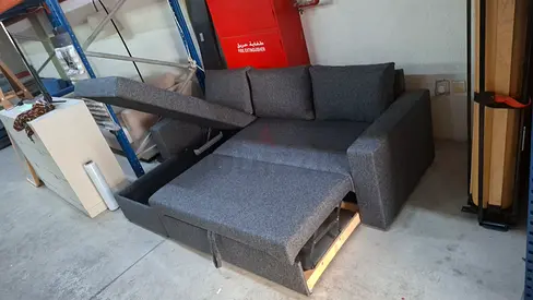 Stylish Grey L-Shape Sofa Bed with Storage. Very Comfortable and Space Saving. Left  Right Side Adj
