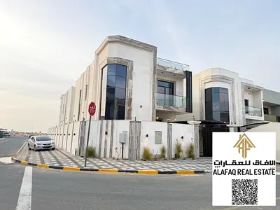 فيلا سوبر ديلوكس كرنر في الزاهية بعجمان – تشطيب حجر ورخام فاخر، 5 ماستر، موقع مميز على شارعين وسكن عائلي راقٍ