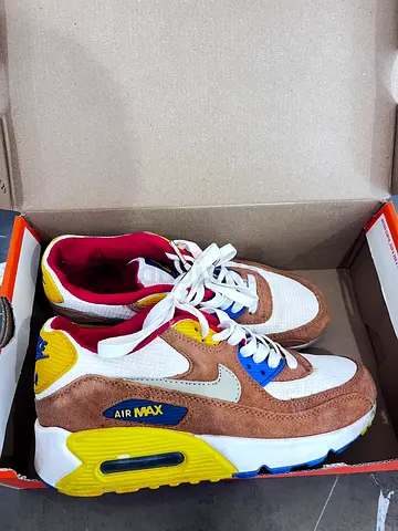 Nike Air Max 90 Retro Brown White Yellow Blue Sneakers in Great Condition