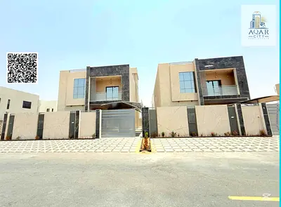 🏡The villa of your dreams, including registration fees, on Sheikh Mohammed bin Zayed Road, a large setback in front of the villa, very luxurious fini
