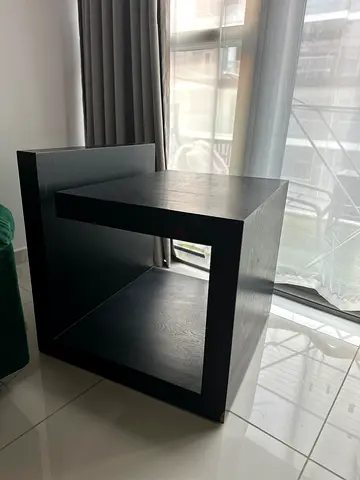 Modern SOLID WOOD ARTISAN MADE Black Side Table