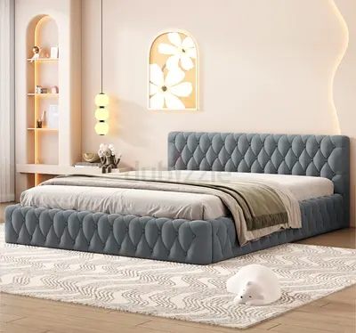 Stylish Modern Bed with Elegant Design  king size velvet