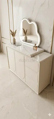 Modern adjustable dressing table with three colors Led Mirror