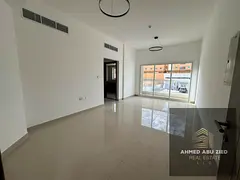 1BR hall apartment, first tenant in Al Jurf 3, Ajman. Master bedroom, 2 baths, central AC, balcony,