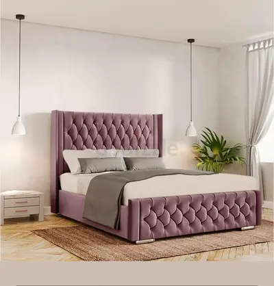 Elegant Upholstered Bed with Plush Headboard king size