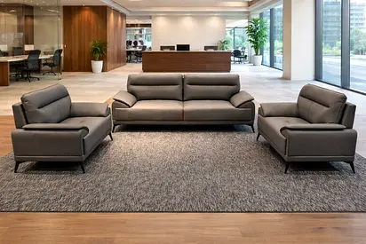 Luxury PU Leather Office Sofa Set – Modern Executive Reception Sofa (3+1+1 Seater)