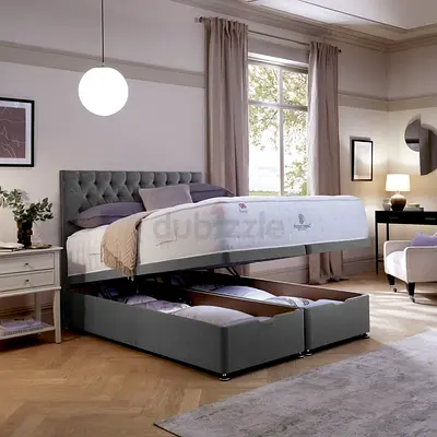 New Stylish Storage Bed with Upholstered Headboard