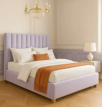 Elegant Modern Bed queen size Frame with Luxurious Headboard
